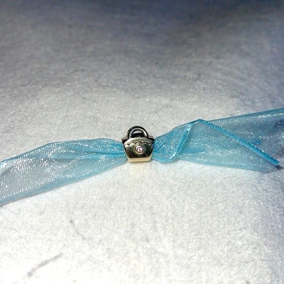 Pandora Sterling Silver Retired Handbag Charm with Pink CZ Stone - Picture 1 of 4